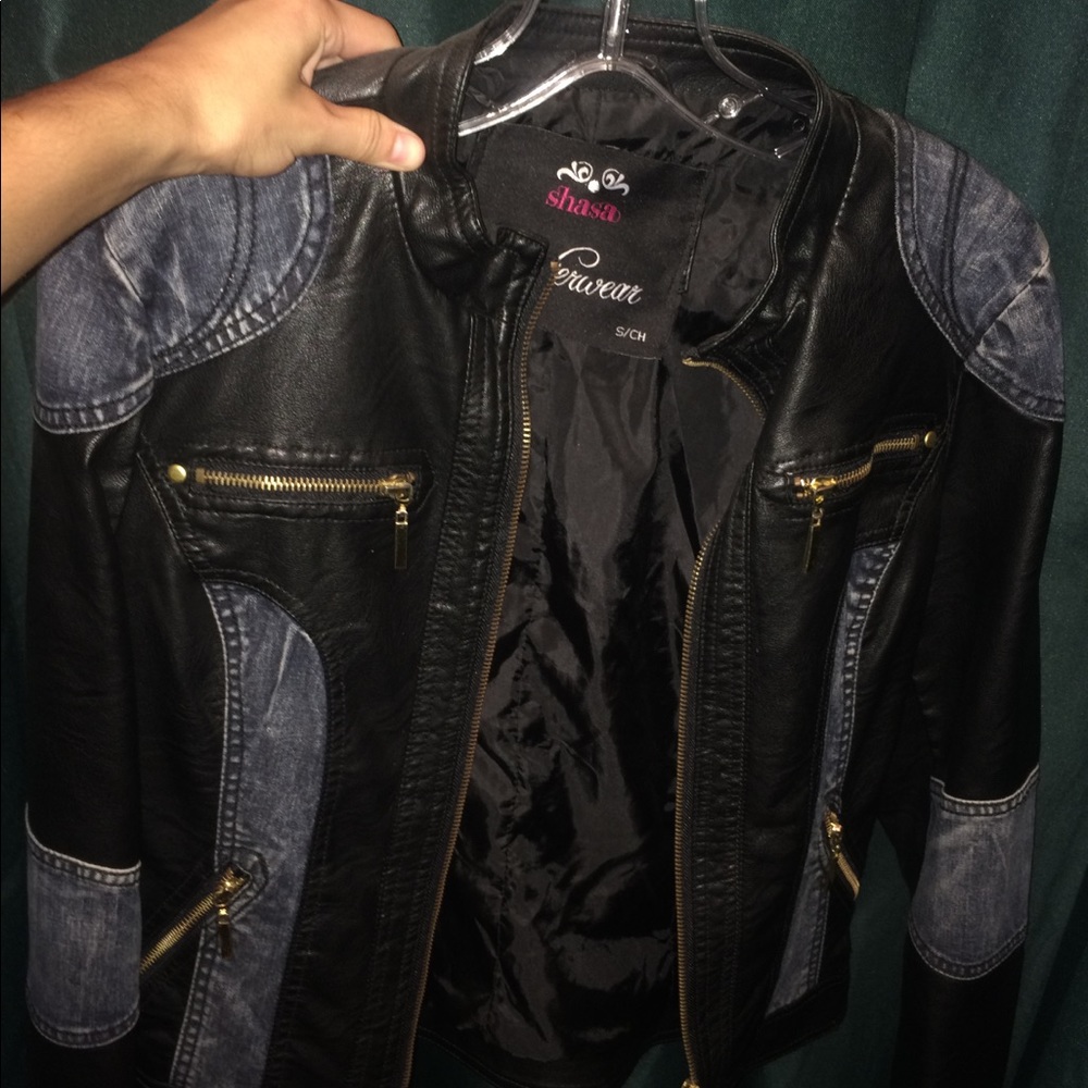 Jean faux leather jacket